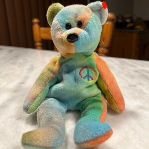 Ty Beanie Baby Multicolor Peace Bear